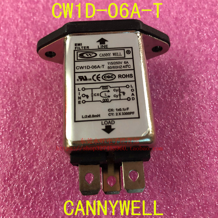 台湾 CANNYWELL EMI插座式电源滤波器 6A滤波器CW1D-06A-T小边