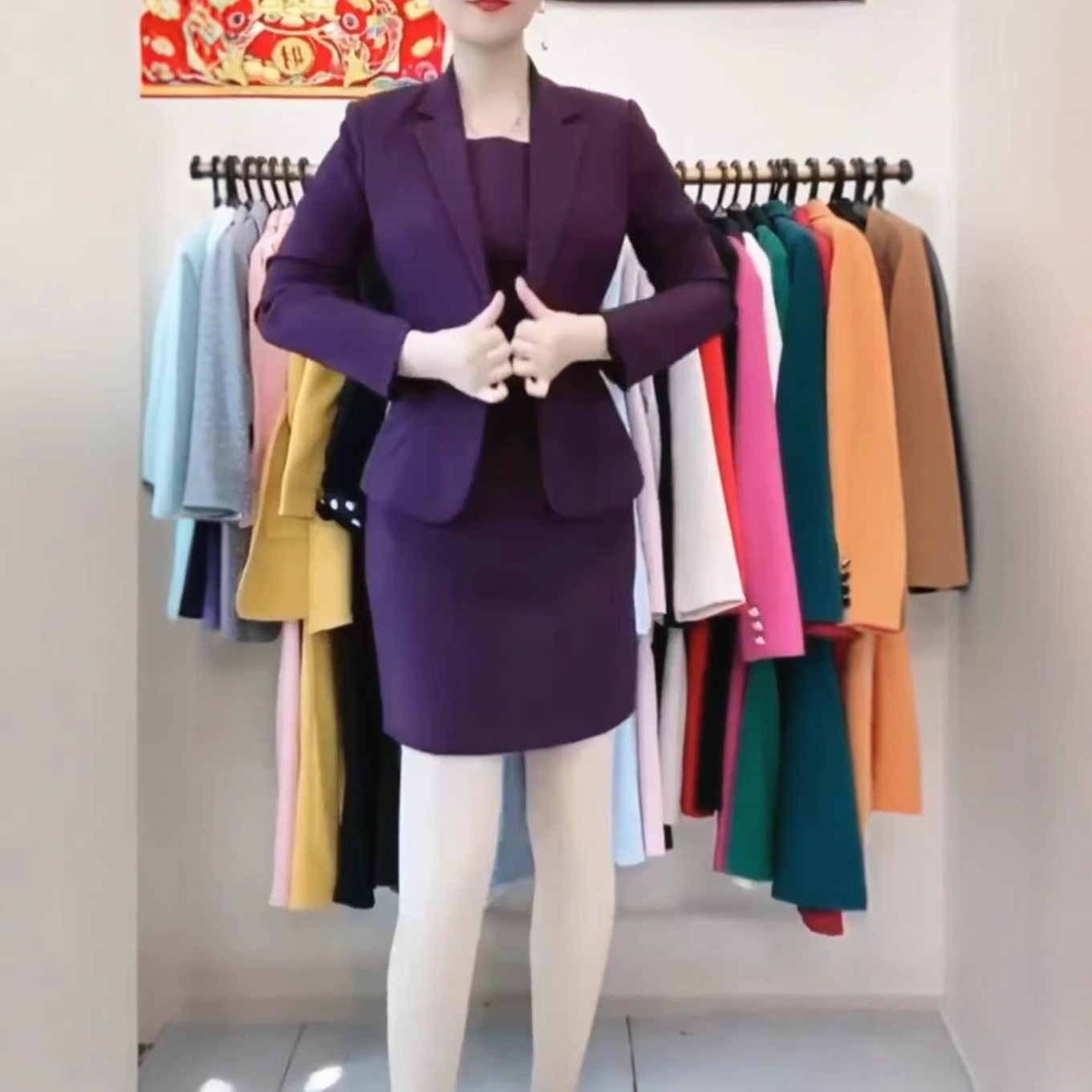 680310大爱美依缘2025春季新款通勒时尚两件套修身显瘦西服套裙女