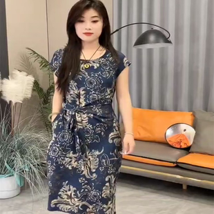 復古高級感中長裙 古典美學顯瘦收腰氣質百搭連衣裙女2025夏日新款