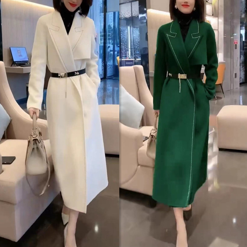 88028大爱美依缘2025秋冬新款时尚女人味呢子大衣加长款修身显瘦