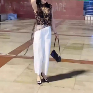 25508大爱美依缘2025夏季新款欧货爆款洋气豹纹上衣高腰阔腿裤潮