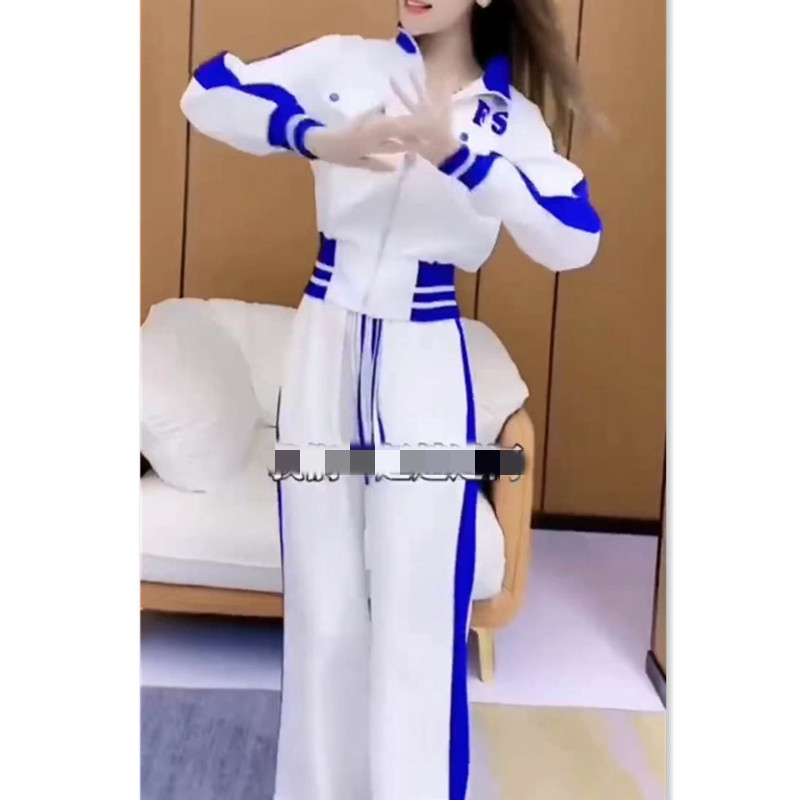 88393大爱美依缘2025春季新款套装高领拉链外套高腰阔腿长裤时尚