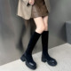 粗跟时尚 弹力显瘦厚底长筒靴 韩版 加绒高筒瘦瘦靴女2025年冬季 新款