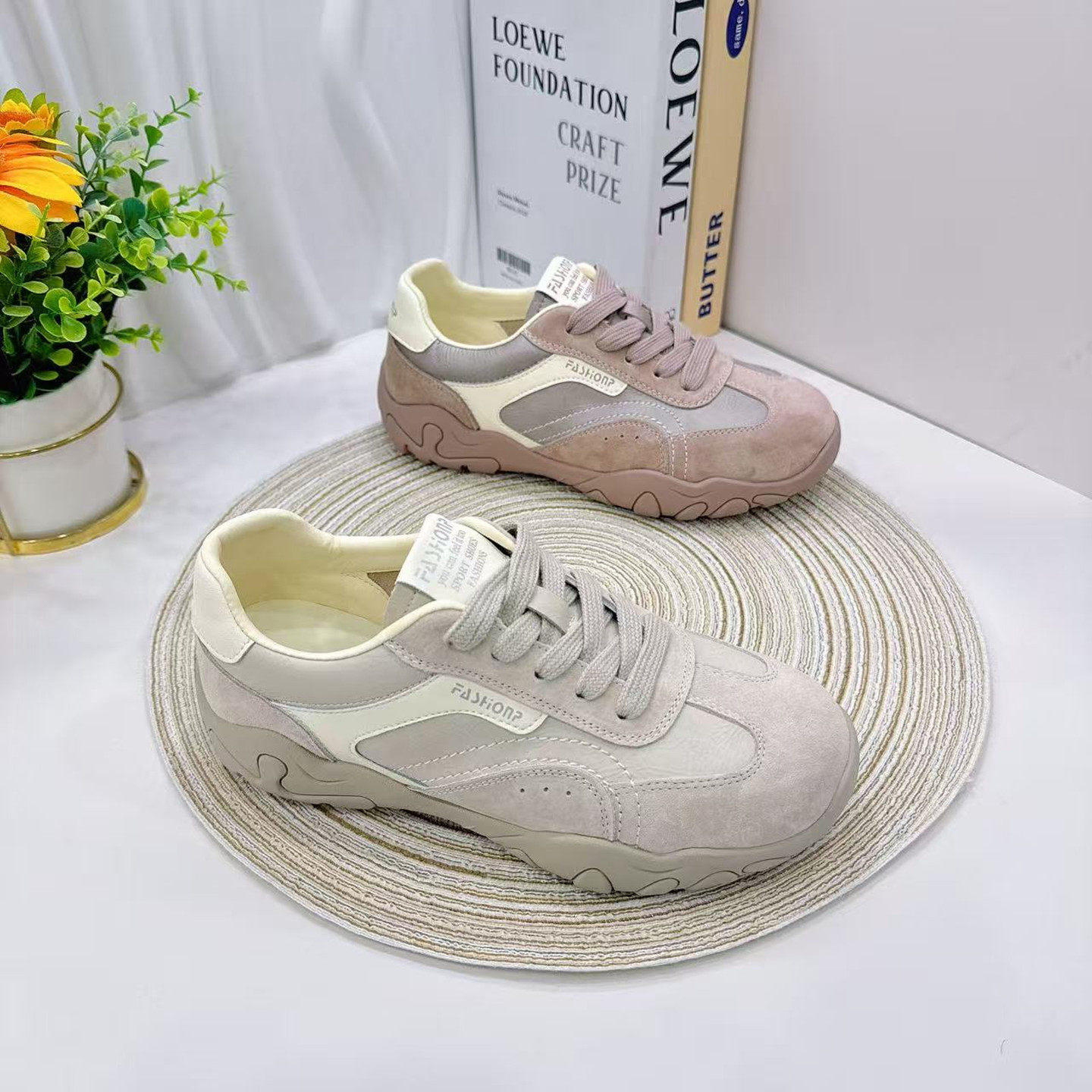 软底时尚休闲运动鞋女2026年春季新款韩版学生百搭真皮平底德训鞋,女鞋,时尚休闲鞋,淘宝优惠券,粉丝福利购,淘宝优惠卷