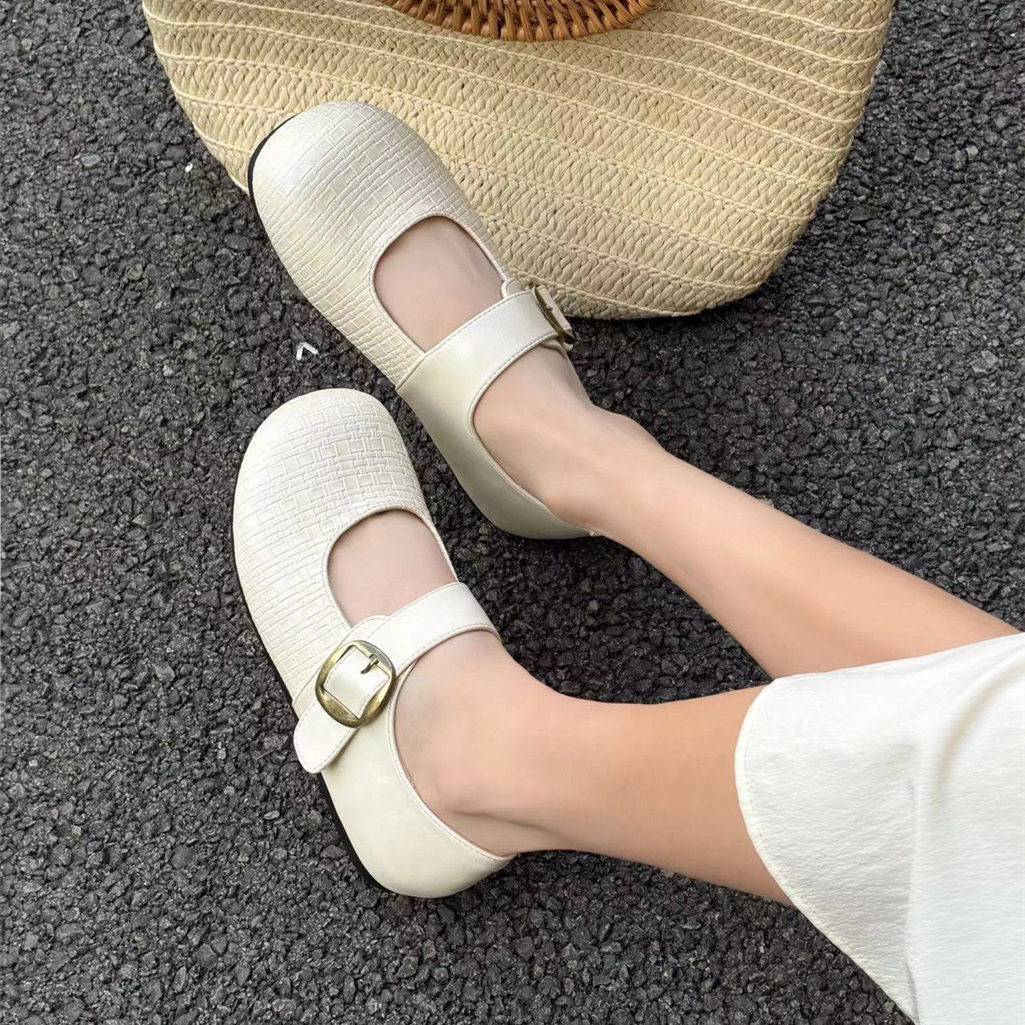 浅口时尚玛丽珍单鞋女2026年春季新款百搭韩版一字带真皮平底皮鞋,女鞋,玛丽珍鞋,淘宝优惠券,粉丝福利购,淘宝优惠卷