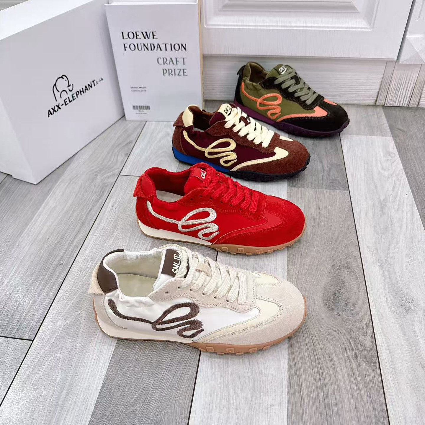 拼色时尚运动女鞋2026年春季新款百搭学生韩版真皮平底休闲德训鞋,女鞋,时尚休闲鞋,淘宝优惠券,粉丝福利购,淘宝优惠卷