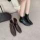 时尚 气质粗跟瘦瘦靴洋气女靴子 加绒韩式 方头短靴女2025年冬季 新款