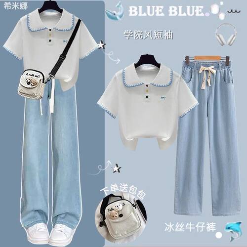 女大童夏季新款学生洋气短袖套装