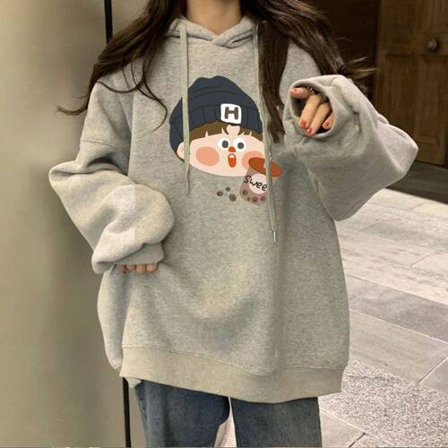 女大童秋季新款加绒很酷连帽卫衣
