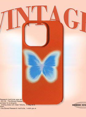 小众橙色蝴蝶亚比可爱y2k艺术ins适用于苹果IPhone15/14plus/13pro/12/11/16/16promax菲林磁吸手机壳IMD软壳