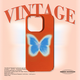 14plus 13pro 16promax菲林磁吸手机壳IMD软壳 小众橙色蝴蝶亚比可爱y2k艺术ins适用于苹果IPhone15