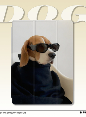 小众趣味酷酷戴墨镜小狗潮流简约复古恶搞适用于苹果2022款iPadPro12.9/11三折保护壳air5/mini6防摔ipad10