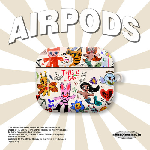 复古小众ins风涂鸦插画美式简约潮流适用于AirPods3代耳机壳AirPodsPro第二代/一代保护套光面硬壳AirPods2代