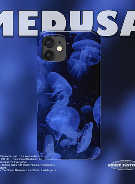 简约小众暗夜小众水母梦幻赛博朋克适用于苹果IPhone11/12/13pro/14pro/15/16promax菲林手机壳IMD软壳华为