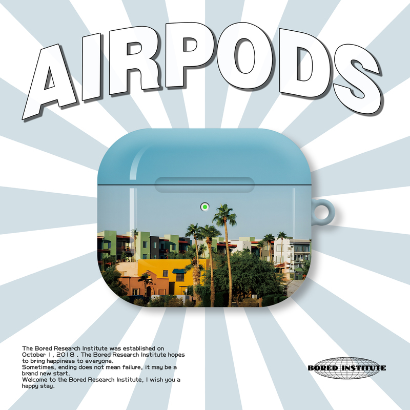小众夏日美式海滩椰树潮流复古ins风适用于AirPods3代耳机壳AirPodsPro第二代/一代保护套光面硬壳AirPods4代