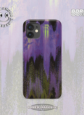小众故障艺术超现实噪点紫色朋克适用于IPhone11/12/13pro/14/15/16菲林手机壳imd硅胶软壳小米华为