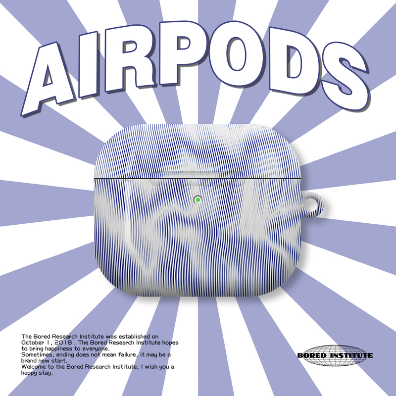 蓝色线条简约潮流艺术个性复古小众适用于AirPods3代耳机壳AirPodsPro第二代/一代保护套光面硬壳AirPods4代