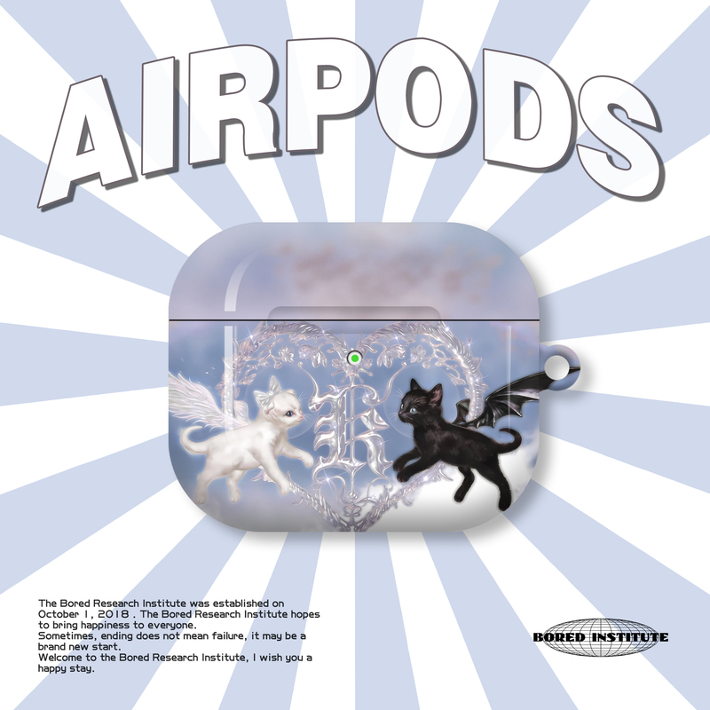 潮流黑白猫咪潮流复古卡通插画ins风适用于AirPods3代耳机壳AirPodsPro第二代/一代保护套光面硬壳AirPods4代