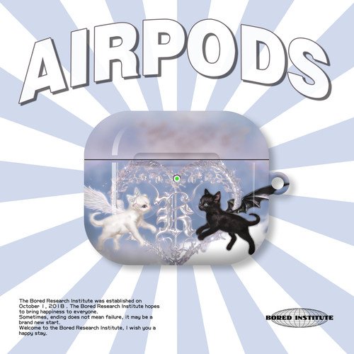 潮流黑白猫咪潮流复古卡通插画ins风适用于AirPods3代耳机壳AirPodsPro第二代/一代保护套光面硬壳AirPods4代