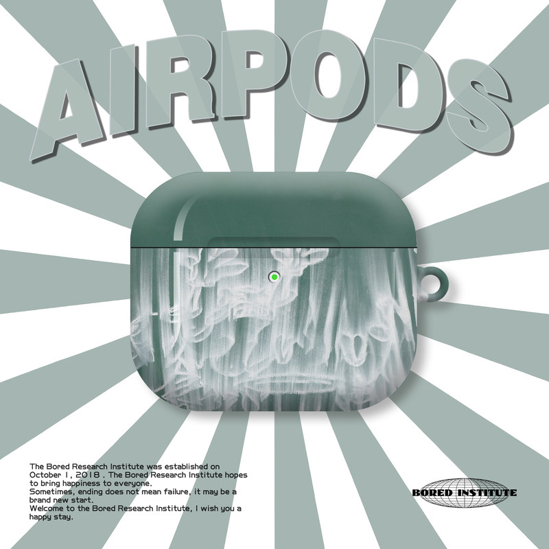 噪点混色绿色潮流复古简约极光ins风适用于AirPods3代耳机壳AirPodsPro第二代/一代保护套光面硬壳AirPods4代