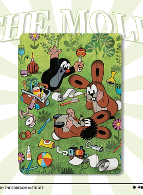 可爱卡通小众三只鼹鼠的故事绿色适用于苹果2024款iPadPro12.9/11三折保护壳air6/air5/mini6防摔气囊平板壳