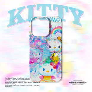 可爱小众kitty涂鸦艺术插画潮流适用于苹果IPhone15/14plus/13pro/12/11/16/16promax菲林磁吸手机壳IMD软壳
