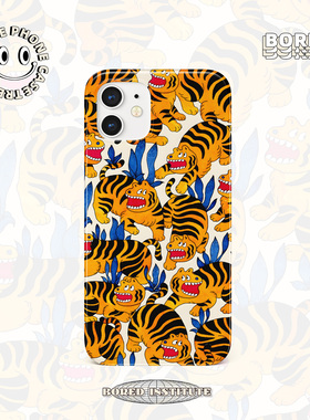 可爱小众日系复古小老虎插画适用于IPhone11/12/13promax/14/15/16菲林手机壳imd硅胶软壳小米华为
