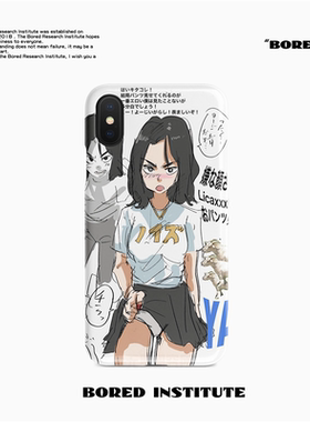 JUN二次元潮流美少女插画嘻哈摇滚适用于IPhoneXs/11/12/13/14/15/16菲林IMD手机壳华为小米oppovivo