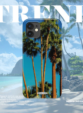 欧美风景西海岸小众蓝天椰树适用于苹果IPhone11/12/13pro/14/15/16菲林手机壳imd硅胶软壳小米华为