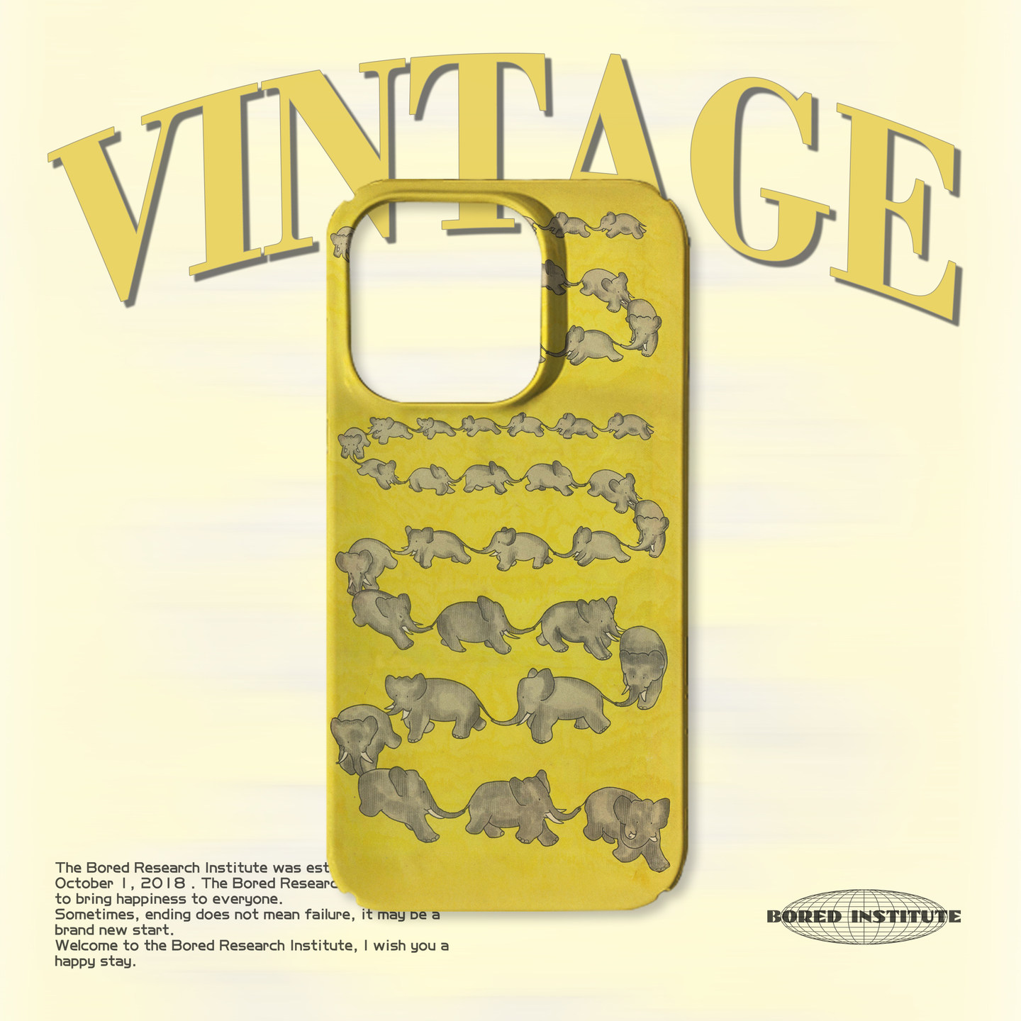 复古大象排队艺术插画趣味小众绘本适用于IPhone15/14plus/13pro/12/16/16promax/17菲林磁吸手机壳IMD软壳