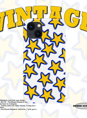 小众简约黄色星星叠加艺术卡通线条潮流适用于苹果IPhone15/14plus/13pro/12/11/16/16pro菲林手机壳IMD软壳