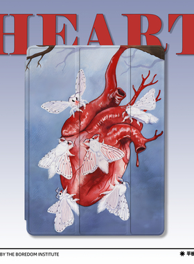 vintage暗黑心脏小众亚文化复古插画适用于苹果2022款iPadPro12.9/11三折保护壳air5/mini6/防摔壳ipad10笔槽