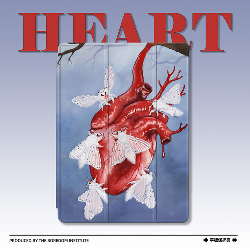 vintage暗黑心脏小众亚文化复古插画适用于苹果2022款iPadPro12.9/11三折保护壳air5/mini6/防摔壳ipad10笔槽