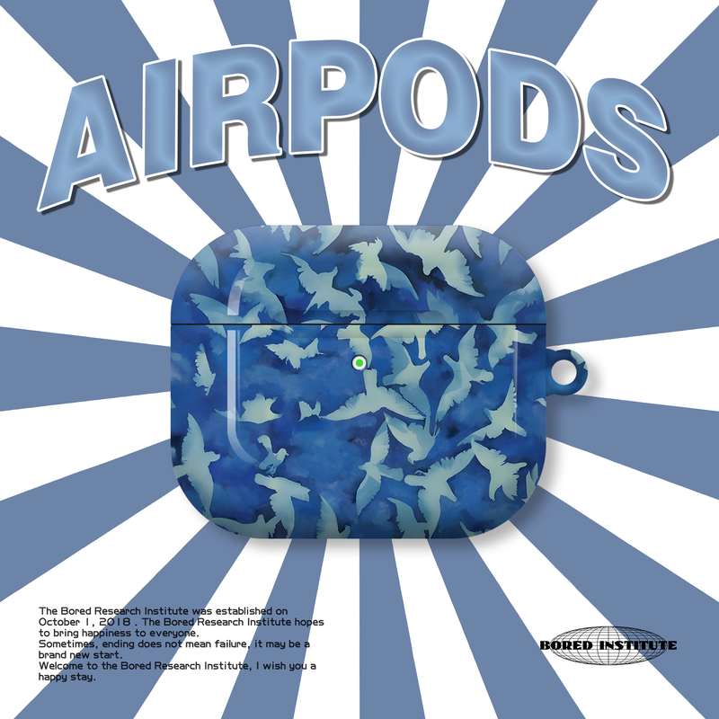 复古蓝鸽潮流ins风简约艺术个性插画适用于AirPods3代耳机壳AirPodsPro第二代/一代保护套光面硬壳AirPods2代