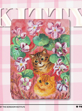 可爱小众潮流花园猫咪橘猫ins风艺术适用于苹果2022款iPadPro12.9/11三折保护壳air5/mini6防摔气囊平板壳