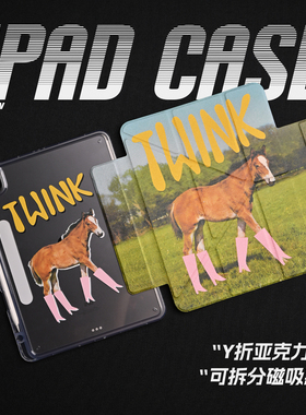 【3Y磁吸搭扣-亚克力】草原马驹复古相片美式潮iPad11笔槽亚克力air7保护套A16适用苹果iPadPro2025笔槽mini7