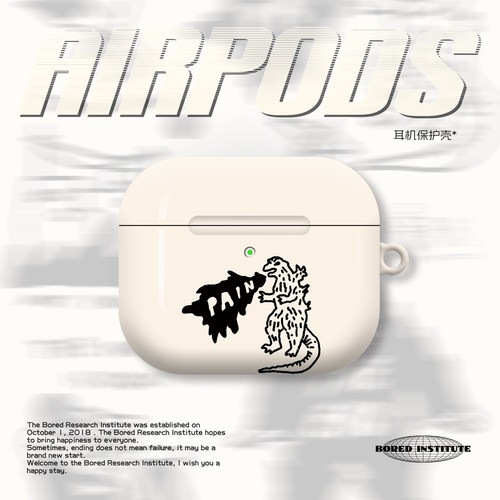 复古小众怪兽卡通插画简笔画潮流适用于苹果AirPods3代耳机壳AirPodsPro3/二代保护套光面防摔硬壳AirPods4代
