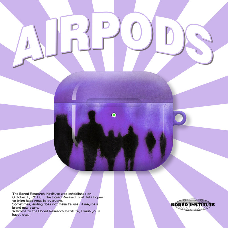 抽象复古紫色小人潮流版画艺术噪点适用于AirPods3代耳机壳AirPodsPro第二代/一代保护套光面硬壳AirPods4代