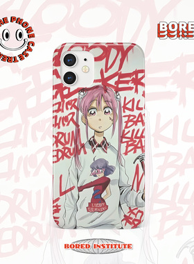 jun二次元插画摇滚小众魔法少女适用于苹果13pro/12/11/xs/14/15/16promax菲林手机壳imd硅胶软壳小米华为