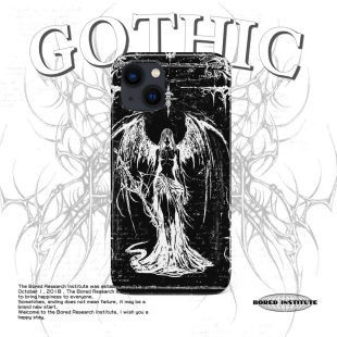 14promax 13pro 16菲林手机壳IMD软壳 小众线条艺术朋克简笔画潮流暗黑天使复古适用于苹果IPhone15