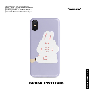 ins风夏日紫色简约兔子插画潮适用于IPhoneXs/11/12/13pro/14/15/16菲林手机壳imd硅胶软壳小米华为