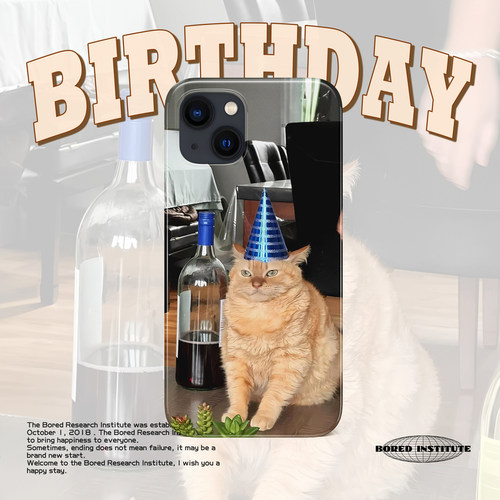 酒鬼小猫橘猫庆祝可爱小众艺术复古适用于苹果IPhone15/14plus/13pro/12/11/16/16promax菲林手机壳IMD软壳