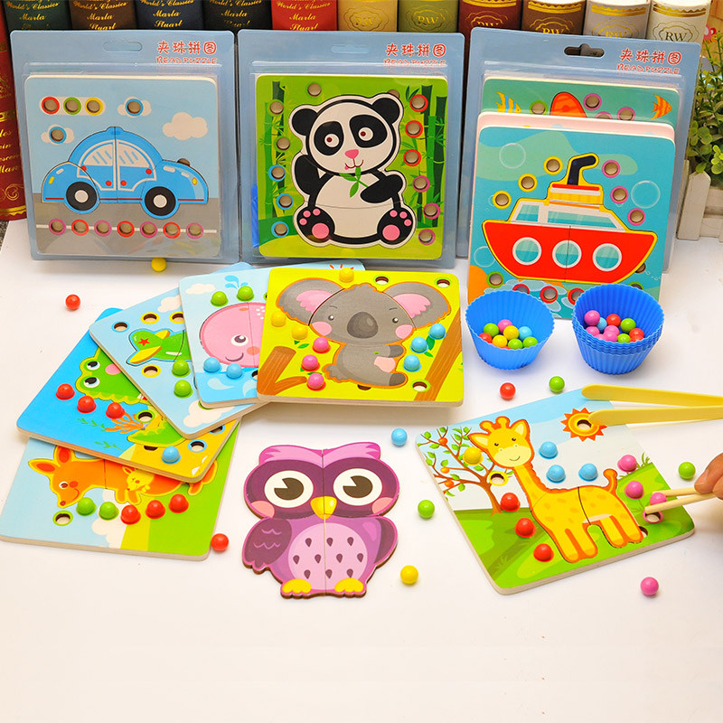木质早教婴幼儿童宝宝训练动手能力3-6-8岁夹珠子球益智拼图拼板,玩具/童车/益智/积木/模型,儿童桌面游戏类,淘宝优惠券,粉丝福利购,淘宝优惠卷