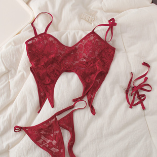 今夜或不再- 蕾丝抹胸内裤蕾丝吊袜带内衣文胸套装