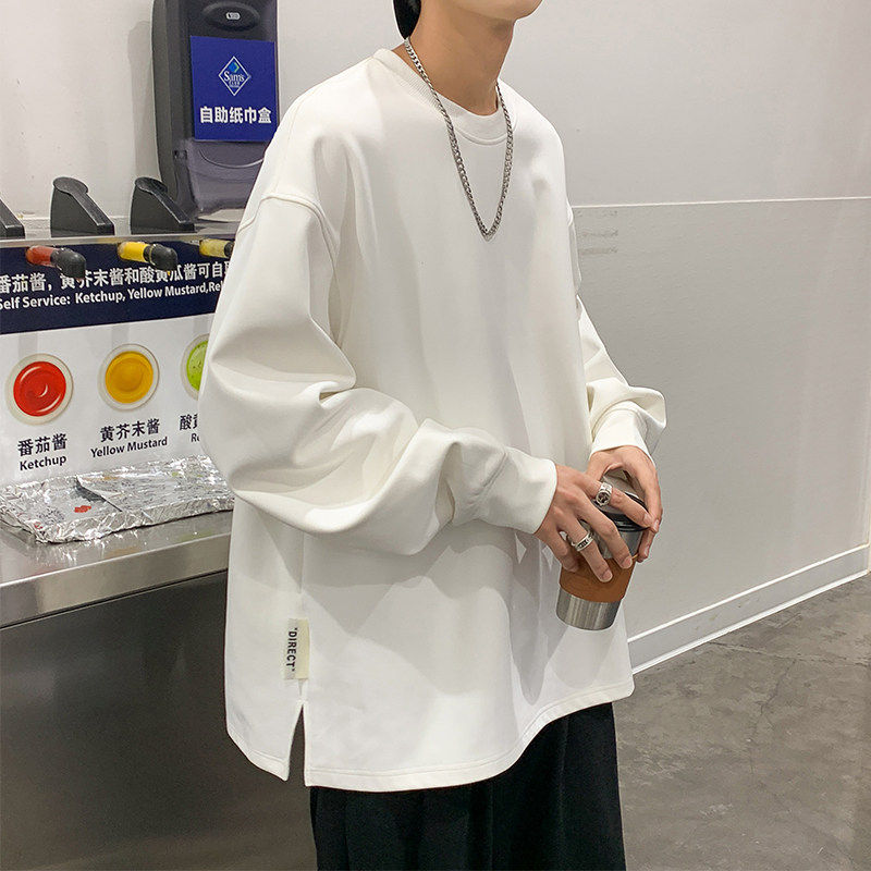 海上公路卫衣男款秋冬季纯色潮牌重磅学生宽松大码长袖t恤内搭打