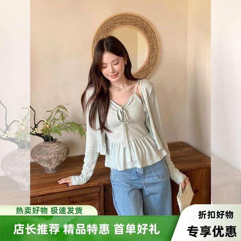 女薄款2026绿色夏季吊带背心年
