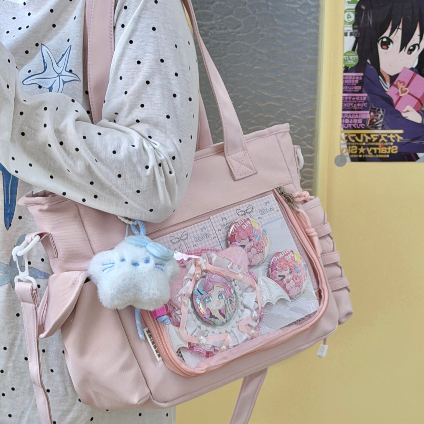 专柜正品单肩包女生放吧唧明星小卡痛包小学生大容量拎书袋初中生
