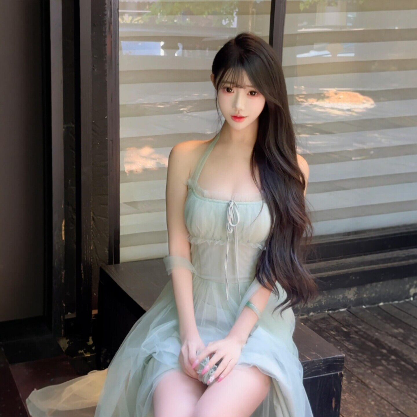专柜正品法式独特超好看的挂脖吊带仙女连衣裙减龄漂亮绝美长裙子