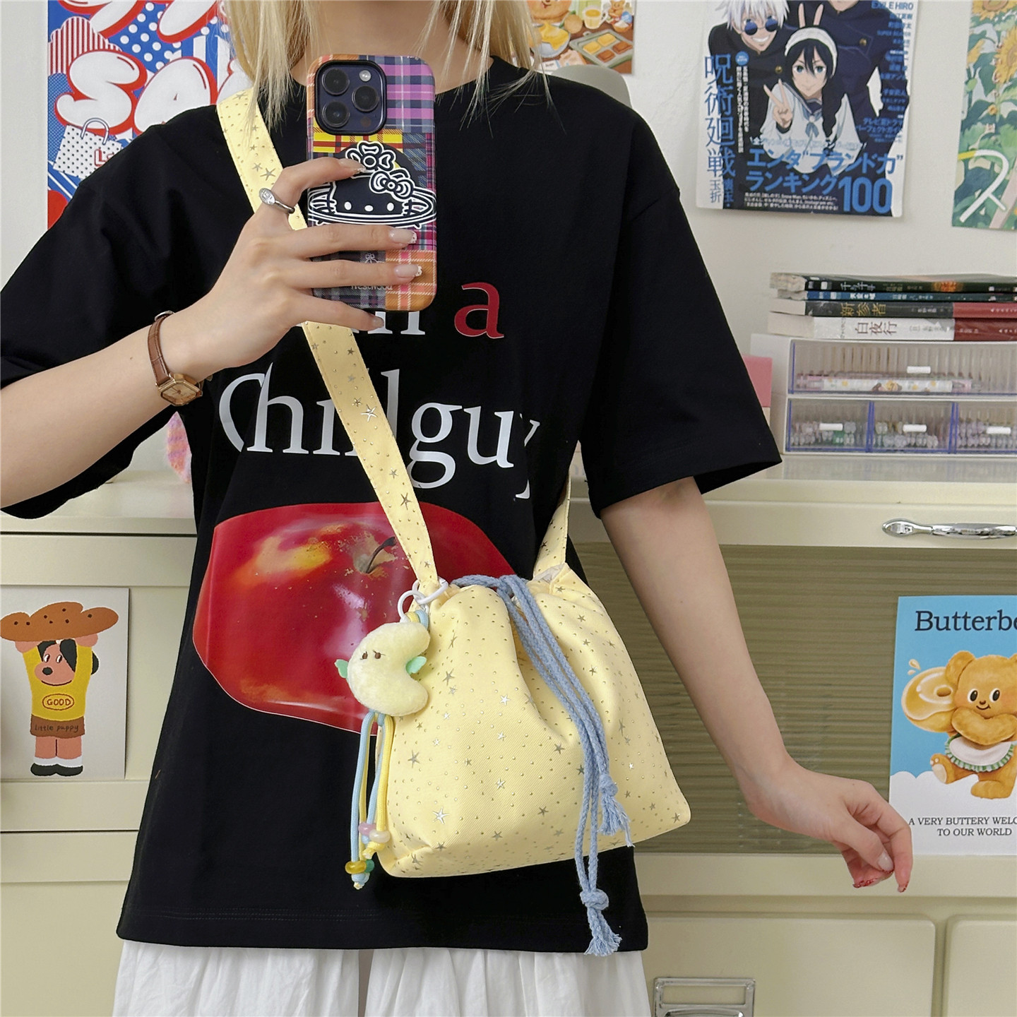 专柜正品女生斜挎包百搭水桶包少女夏季日系可爱单肩包女童出门游
