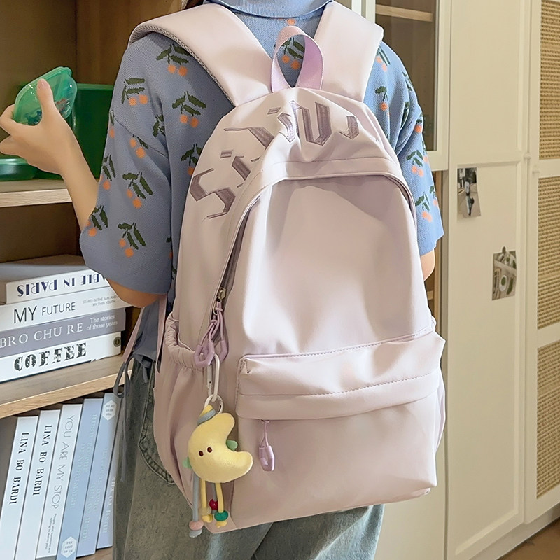 专柜正品潮牌大容量双肩包女森系字母印花书包高中大学生轻便简约